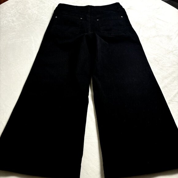 Maeve Anthropologie Women's Black Cotton Pants NWOT Sz 26 Wide Leg Cropped Jeans - Picture 1 of 5